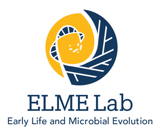 Logo design for Early Life and Microbial Evolution Lab at UC Santa Barbara featuring stylized microorganism and evolutionary motifs